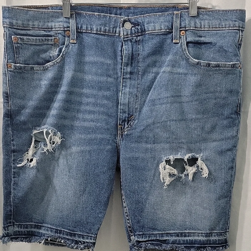 Levi's Men's Blue Distressed Slim 412 Jean Shorts Size 42